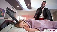 Little bunny nervously gets her tight pussy fucked