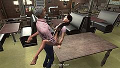 brunette teen and grandpa karaoke in second life ep 8