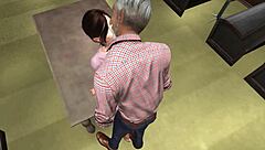 brunette teen and grandpa karaoke in second life ep 8