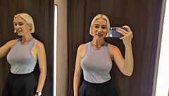 Big Tits Spied in Dressing Room with See-Through Outfit! 😍