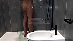 Hot shower spying with steamy rubs and moans