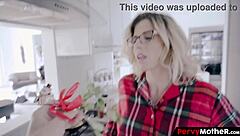 Unruly Stepson Devours Refined Mother's Pussy During Holiday