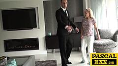 Blonde bimbo taught silence by husband's big dick friend