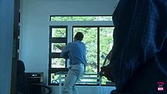 Beautiful brunette with small tits rides strong man doggystyle on boat!