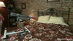 housewife in lingerie with fuck machine