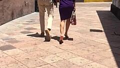 Cougar's ass looks so delicious in voyeur view!