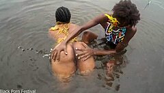 lesbian tribe duo bathing in village river sparks curiosity