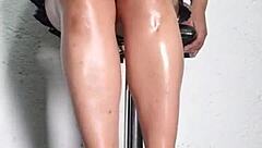 Latina whore spied under skirt with no panties, big ass exposed