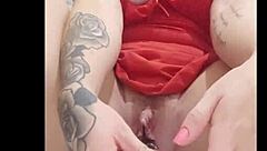 brazilian slut spreads on bathroom floor fucking wet pussy