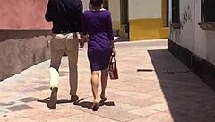 Cougar's ass looks so delicious in voyeur view!