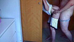my new fat stepfather fucks me against the closet, cute blonde bent over