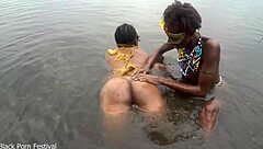 lesbian tribe duo bathing in village river sparks curiosity