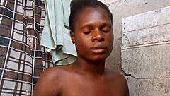 In the early morning, a skinny girl teases in bed solo