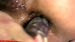 super slim ladyboy strips lingerie and fucks eggplant, oops clothes ripped