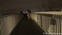 Andrea's bold public nudity sparks outrage in downtown Birmingham. Her mature, hairless body flashes everyone outdoors.