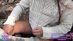 How does this crafty lesbian cutie seduce her best girlfriend for outdoor fun in the forest?