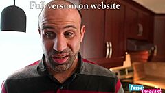 Fresh and innocent - a cute tattooed girl interacts with her plumber in a home setting.