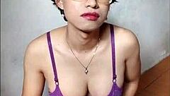 beautiful asian shemale morning masturbation