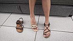 Pov scene where you accompany girlfriend shoe shopping