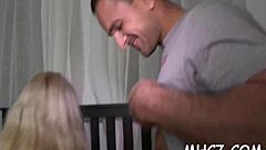 angry petite girlfriend licks balls and sucks old friend's cock in cuckold revenge