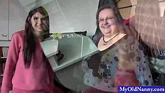 i sees petite european babe and fat granny in 3some