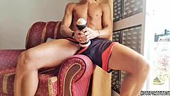 i feel so turned on watching this sexy guy fuck a fleshlight by the window until he cums hard everywhere