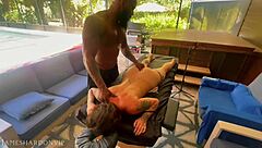 Hotwife enjoys naughty interracial massage leading to intense BBC fuck
