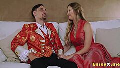 Platinum-Blonde Worships Man Rod With Passion