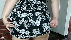 Why does this busty prostitute in a long dress shake her huge ass until she bounces on cock?