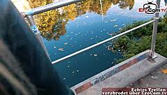 Real German Blind Date On The Street With Thin Blonde Milf Slut!