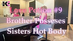 Blonde bimbo babe with big natural tits in dress explores love potion possession fantasy through humiliating solo masturbation and squirting