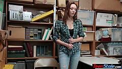 redhead teen thief with big natural tits punished and fucked