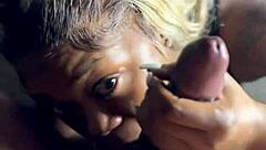 sucking big black cock with ball licking and sloppy pov until cum in mouth facial 😈💦