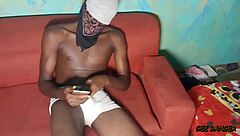 What if this ebony queen gets fucked hard in doggystyle by muscular bodybuilder with huge tits banging?