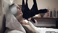 Is The Dirty Blonde Milf Stepmom Sucking Her Stepson's Monster Cock With Her Hands?