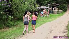 British Babes Giving Head Outdoors