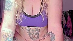 Dildo riding to orgasm