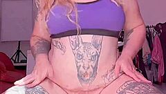 Dildo riding to orgasm