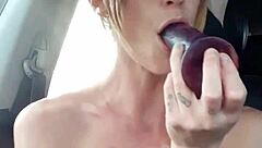 Big Tits Out in the Car Publicnudity