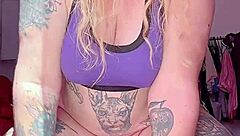 Dildo riding to orgasm