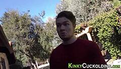 Teen cuckolded in interracial group with facials