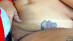 Brazilian lesbians fuck big asses on Christmas