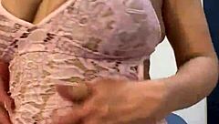 i enjoy watching anna maria's mature latina strip tease in pink lingerie part two