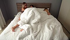 silent cheating milf contrasts tight shaved pussy riding with blonde teen blowjob and deepthroat doggystyle creampie