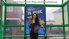 Lucia is up for any public challenge flashing tits outdoors