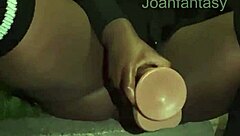 playing with queen sized dildo in parking lot