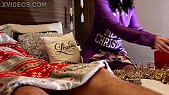 Super Hot Brunette Babe Plays With Dick, Makes It Cum For Christmas Present