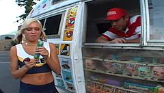 Kacey Jordan Uses Ice Cream For Handjob Before Shaved Pussy Sex And Anal