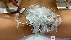 beautiful blonde with natural tits gets pussy shaving close up pov 😍