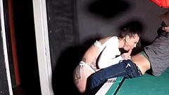 I give on the pool table to the big dick guy